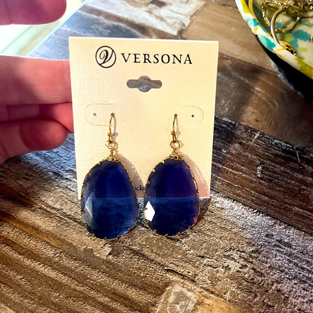 Versona Blue & Gold Dangle Earrings